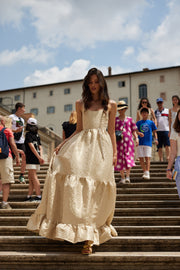 The Avery Dress in Taupe Duchess