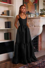 The Avery Dress in Black Windsor Brocade