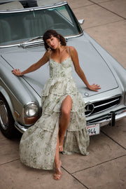 The Caterina Dress in Sage Tapestry