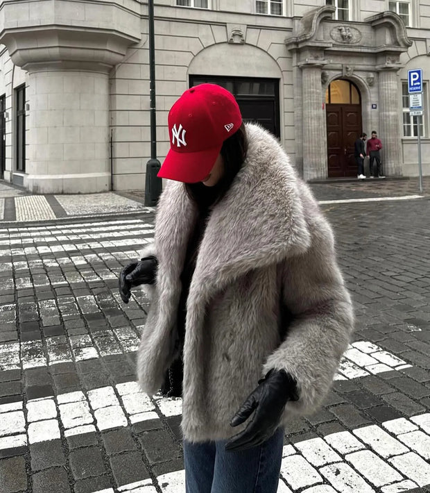 Street Fashion Imitation Fur Plush Coat