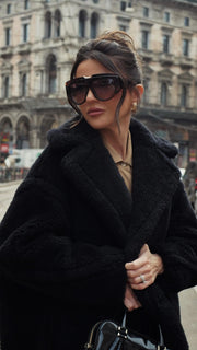 Black Elegant Fashion Socialite Woolen Coat