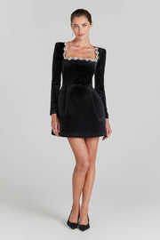 Sexy Elegant Rhinestone U Collar Black Temperament Dress