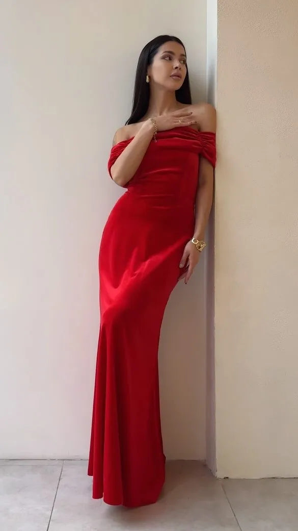 Sexy Temperament Solid Color Strapless Slim Fit Dress