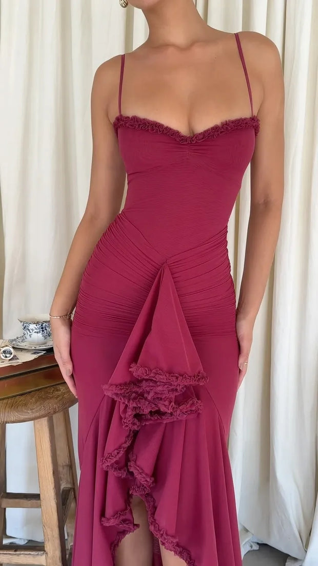 Sexy Sling Lace Slim Front Slit Dress