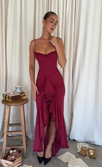 Sexy Sling Lace Slim Front Slit Dress