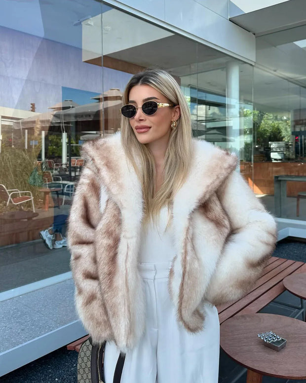 Fashion Trend Luxury Noble Plush Faux Fur Coat