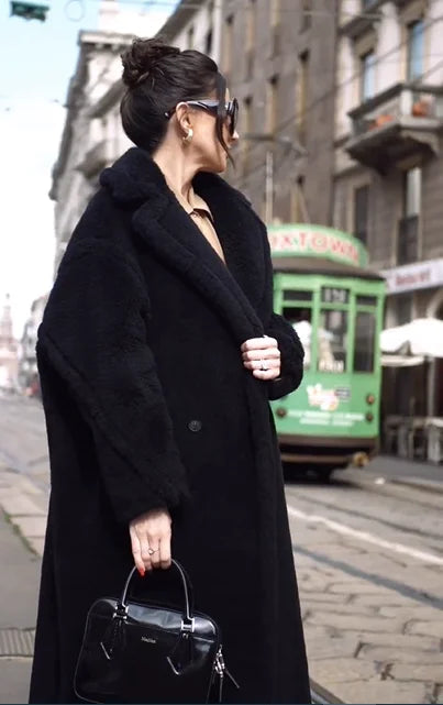 Black Elegant Fashion Socialite Woolen Coat