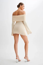 Sexy Strapless Long Sleeve Slim Fit Tied Mini Skirt