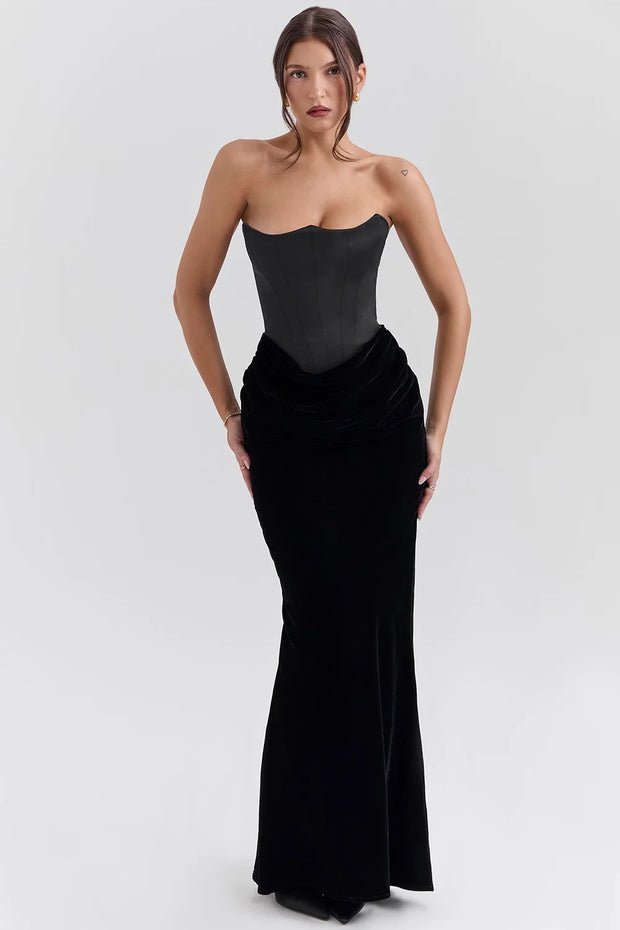 Sexy Sleeveless Cold-Shoulder Bandeau Slim-Fit Stitching Dress