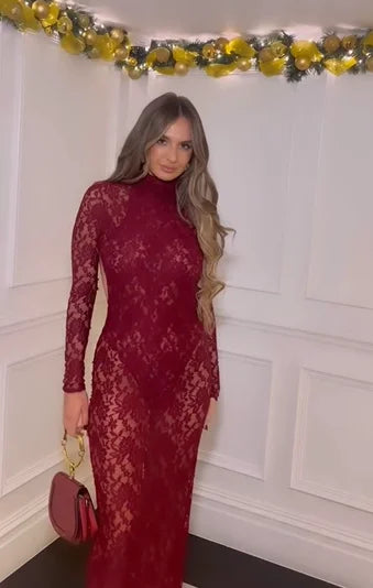 Sexy Long Sleeve Slim Lace Dress