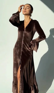 Sexy Temperament Elegant Long Sleeve Button Dress