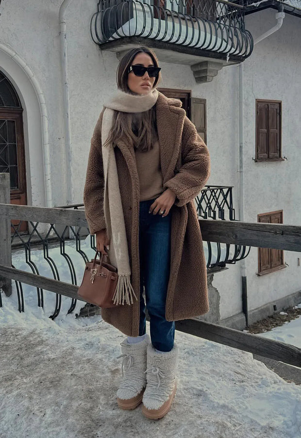 Solid Color Wool Coat Luxury and Elegant