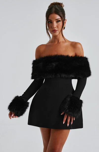 Sexy Plush off-the-Shoulder Noble Temperament Dress