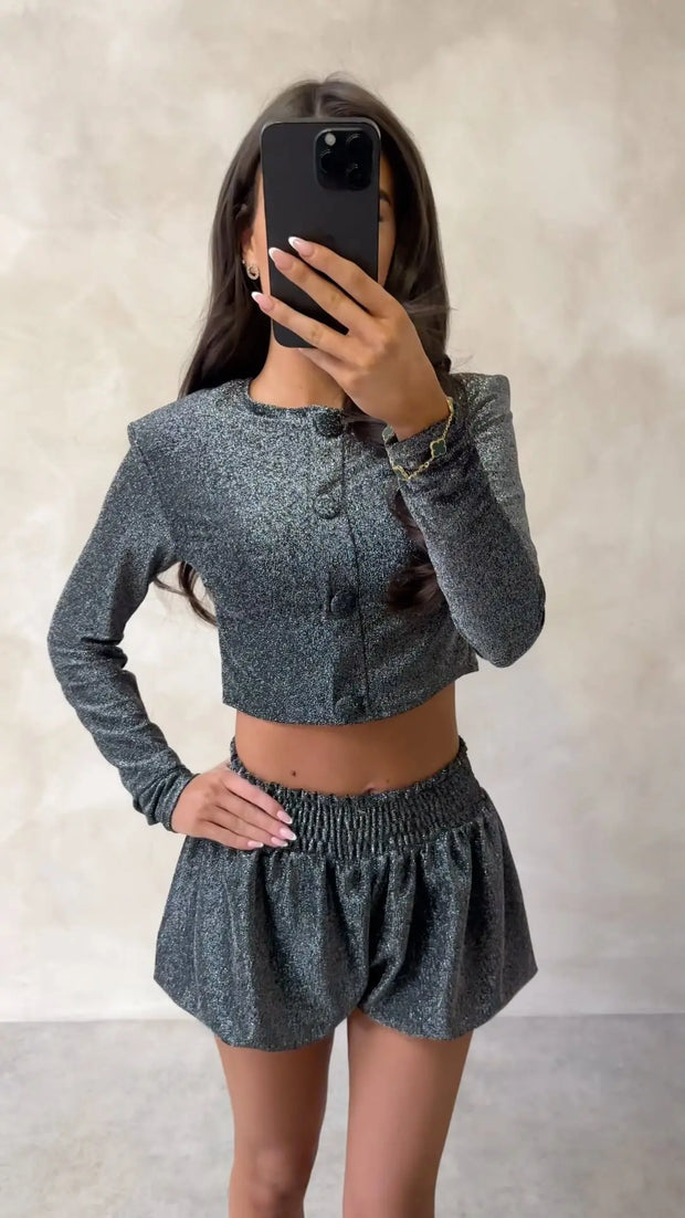 Fashion Trendy Long-Sleeve Button Shorts Suit