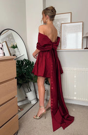 Sexy off-the-Shoulder Fitted Waist Backless Ribbon Princess Dress