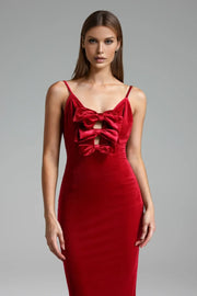 Sexy Strappy Bow Deep V-neck Slim-Fit Dress