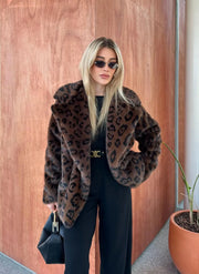 Fashion Wild Leopard-Print Plush Imitation Fur Luxury Coat