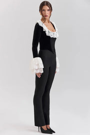 Sexy Slim-Fit Elegant Lace Long-Sleeved U-Neck Trousers Suit