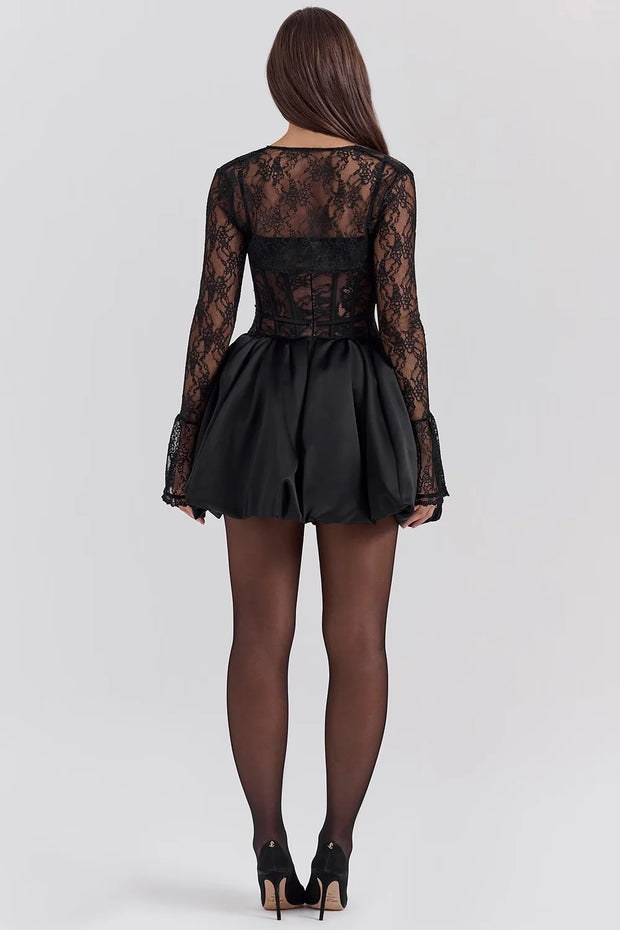 Sexy Long Sleeve Lace Tube Top Princess Dress Short Skirt