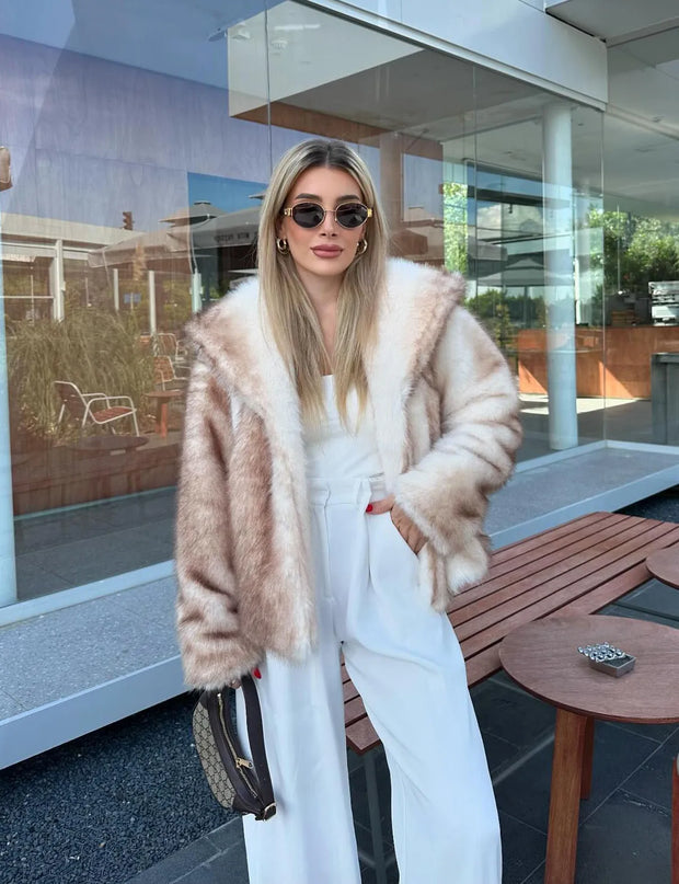 Fashion Trend Luxury Noble Plush Faux Fur Coat