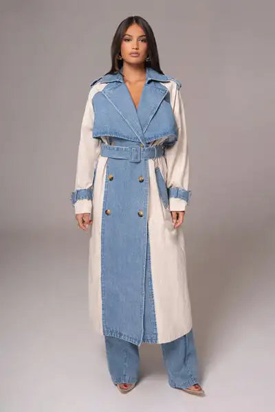 Street Fashion Stitching Denim Coat