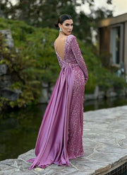 Sexy Long Sleeve Shiny Slim-Fit Luxury Evening Dress