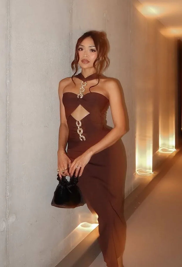 Sexy Sleeveless Tube Top Hollow-out Elegant Dress