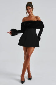 Sexy Plush off-the-Shoulder Noble Temperament Dress