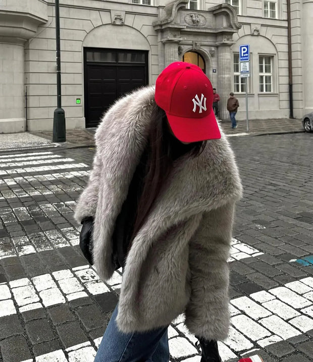 Street Fashion Imitation Fur Plush Coat