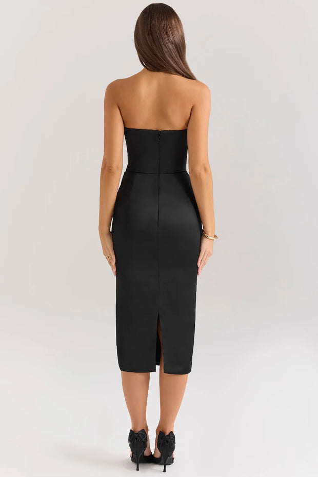 Sexy Sleeveless Cold-Shoulder Bandeau Slim-Fit Temperament Dress