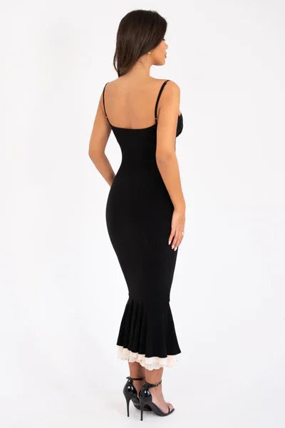 Sexy Slim-Fitting Patchwork Pleated Fishtail Dress