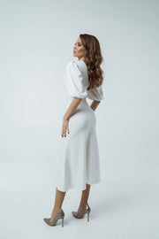 Sexy Lantern Sleeve Slim Solid Color Temperament Dress