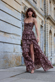 The Josephine Dress in Chocolate Peony Print