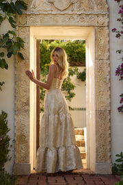 The Lucetta Dress in Taupe Windsor Brocade