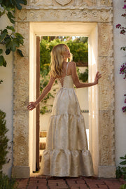The Lucetta Dress in Taupe Windsor Brocade