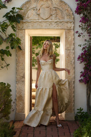 The Lucetta Dress in Taupe Windsor Brocade
