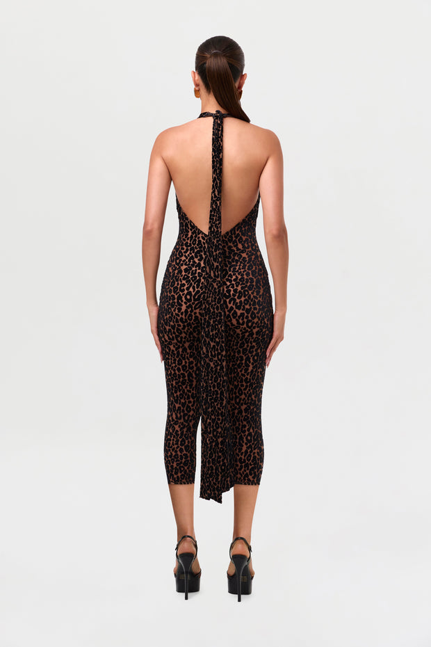 Burnout Halter Capri Jumpsuit