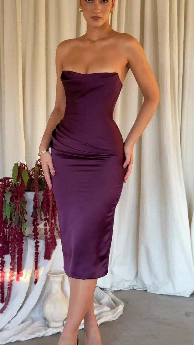 Sexy Bandeau One-Shoulder Sleeveless Slim Waist Dress