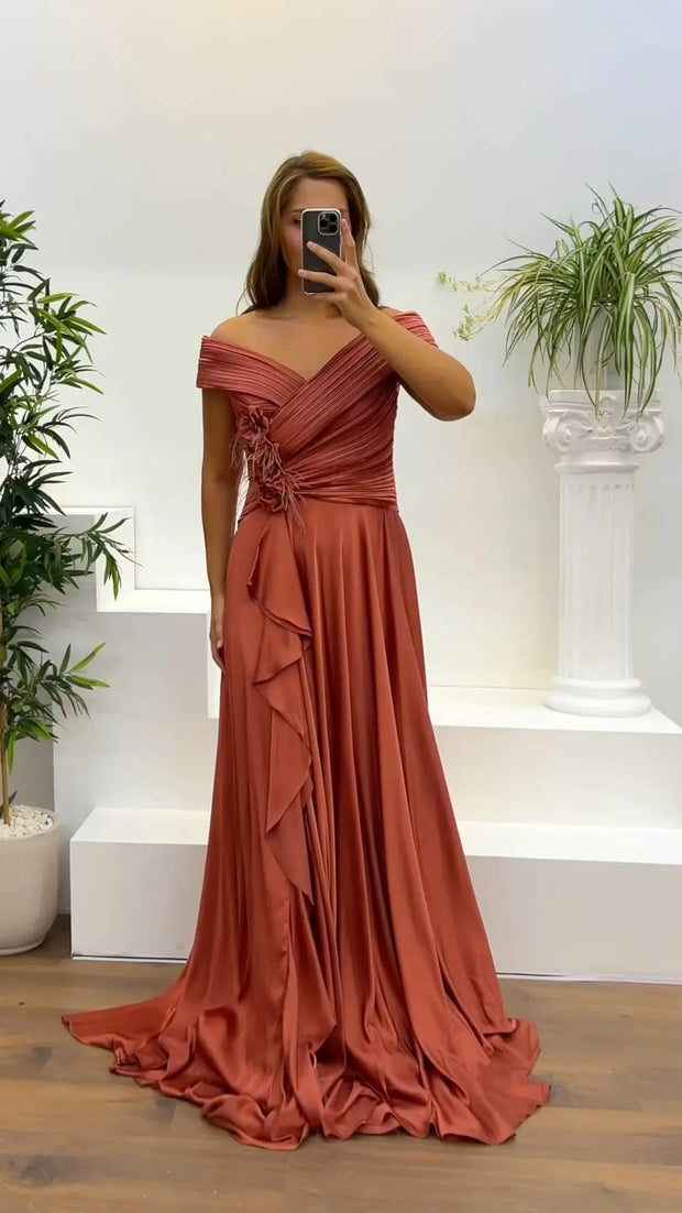 Sexy Elegant Floral Solid Color Satin Large Swing Dress