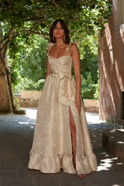 The Veronica Dress in Taupe Windsor Brocade