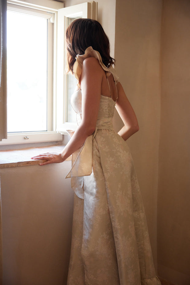 The Veronica Dress in Taupe Windsor Brocade