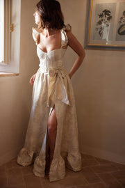 The Veronica Dress in Taupe Windsor Brocade