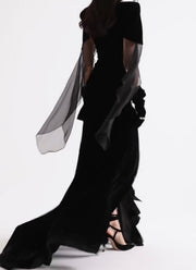 Lace Deep V Patchwork Waist-Slimming Sheath Dress