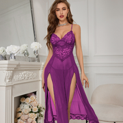 Elegant Lace Split Maxi Nightgown