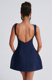 LILA BACKLESS MINI DRESS - NAVY