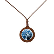 Wood Life Tree time gem Glass Pendant Necklace