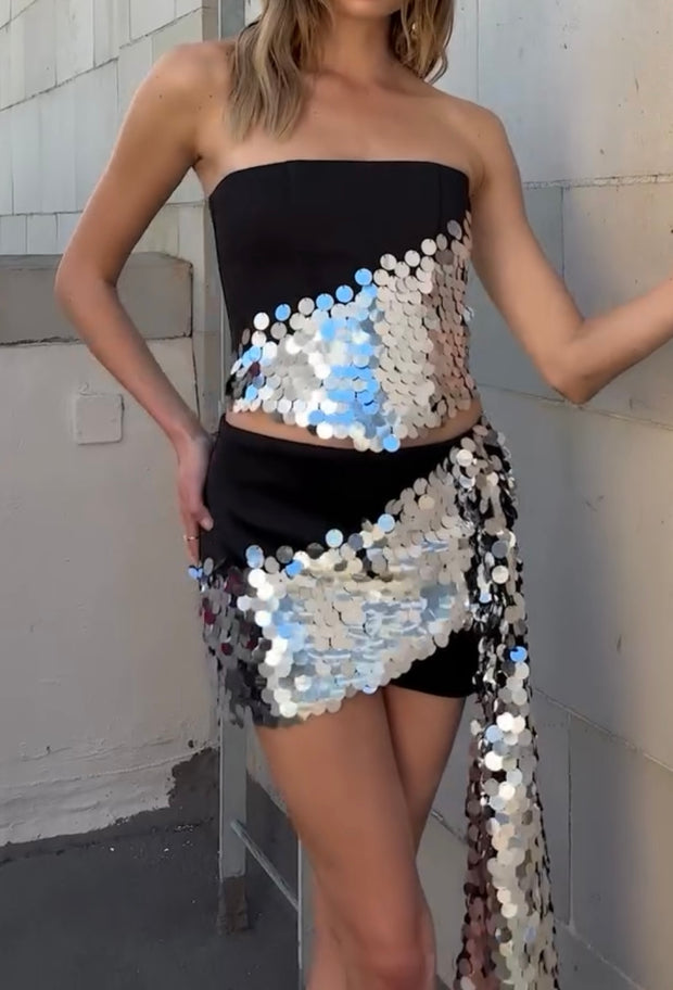 Sexy Multi Colors Sequin Irregular Dress