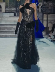 Black Paillette Evening Gown