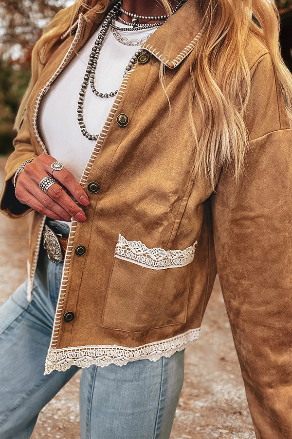 Lace Paneled Suede Jacket