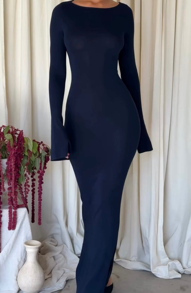 Sexy Flare Sleeve Backless Slim Fit Dress